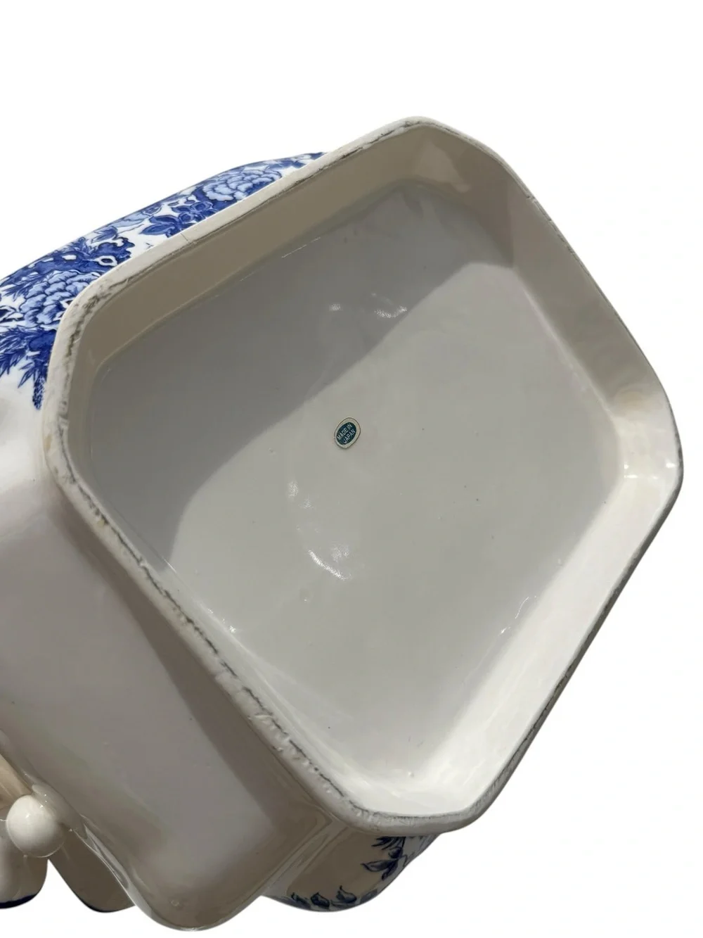 Vintage Blue White Chinoiserie Soup Tureen Ladle Lidded Serving Bowl Floral